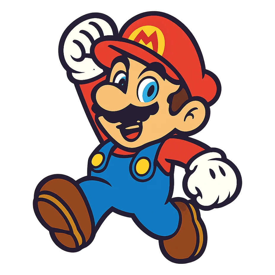 mario character vibrant toon cartoon style sticker