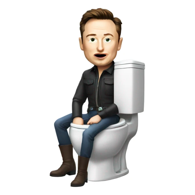 toilet with Elon musk while  in a boot sticker