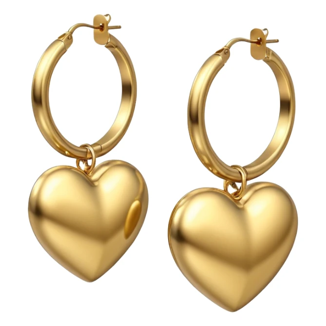 3D Rending 14k large hoop heart shape earrings
 sticker