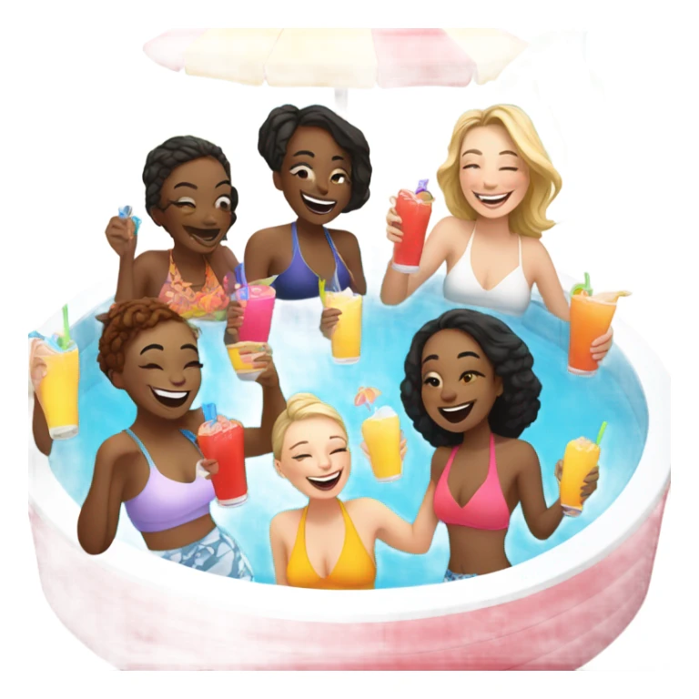 Group of all white girls at pool with drinks sticker