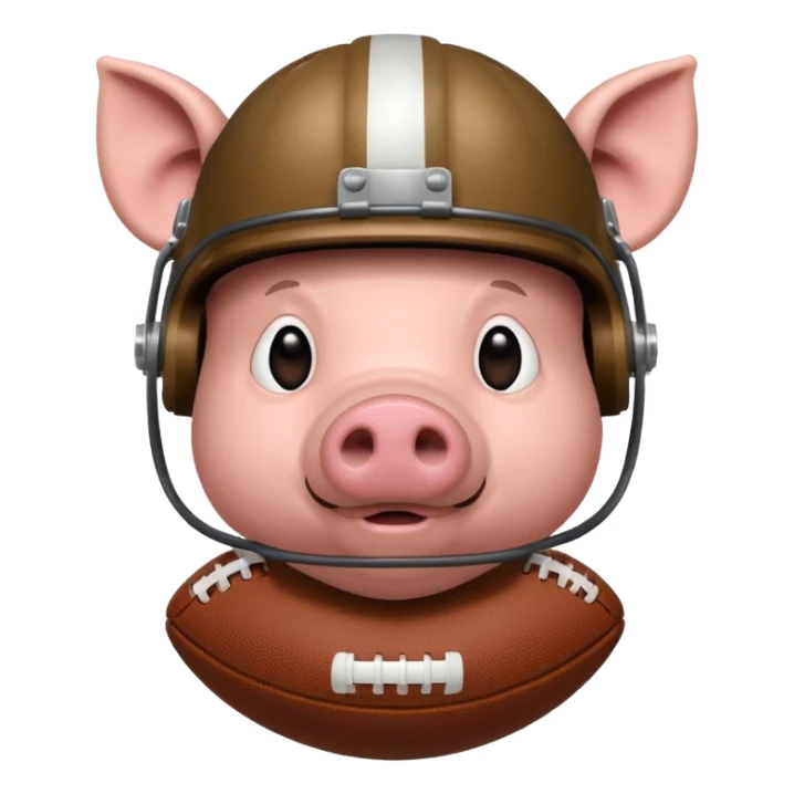 american football player pig with sticker