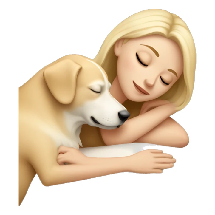 Blonde white girl sleeping with a beige dog sticker