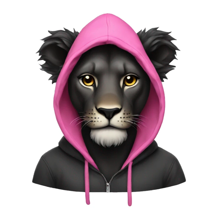 Black lion wearing a pink hoodie  sticker
