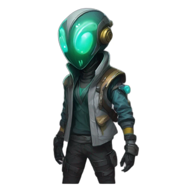 cyberpunk alien character desing scifi roguelike rpg style inspired by slay the spire digital art sticker