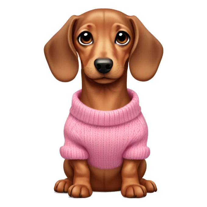 Tan dachshund puppy wearing a pink sweater sticker