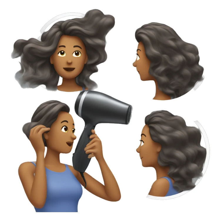 Woman blow drying her hair sticker