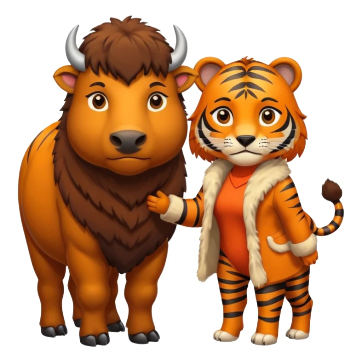 Bison in love with tigress sticker
