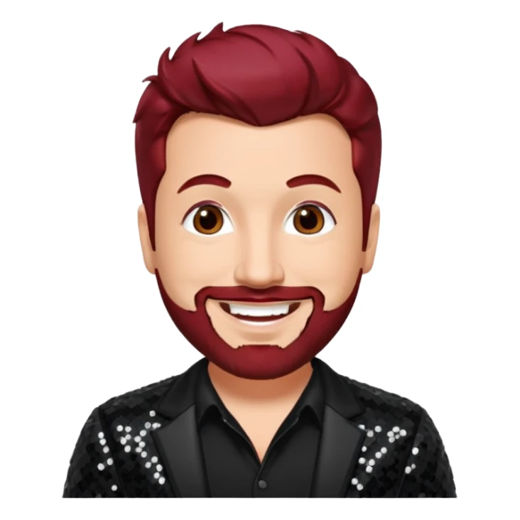 Joey Fatone from 'N Sync with dark red hair, black sequin outfit sticker
