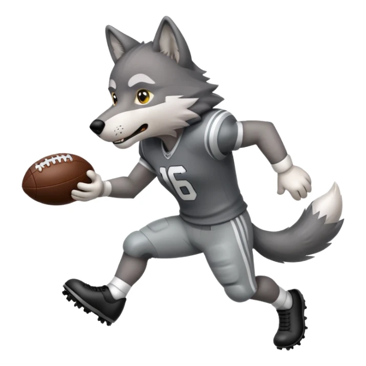 Wolf playing football, holding a football sticker