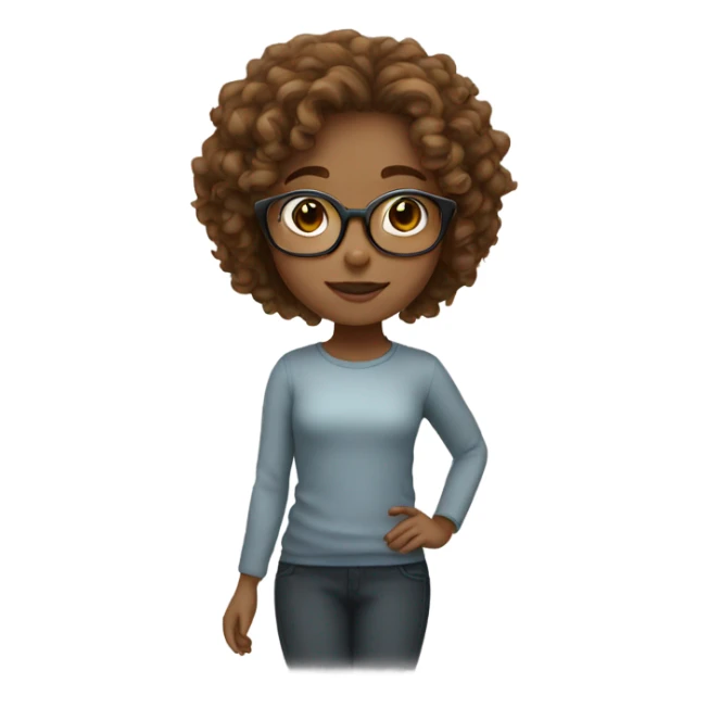 One girl with curly light brown hair, brown eyes and round glasses  sticker