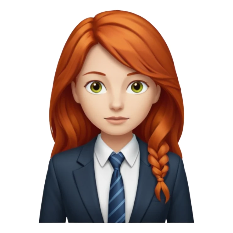 long red haired woman with tie, t-shirt and blazer sticker