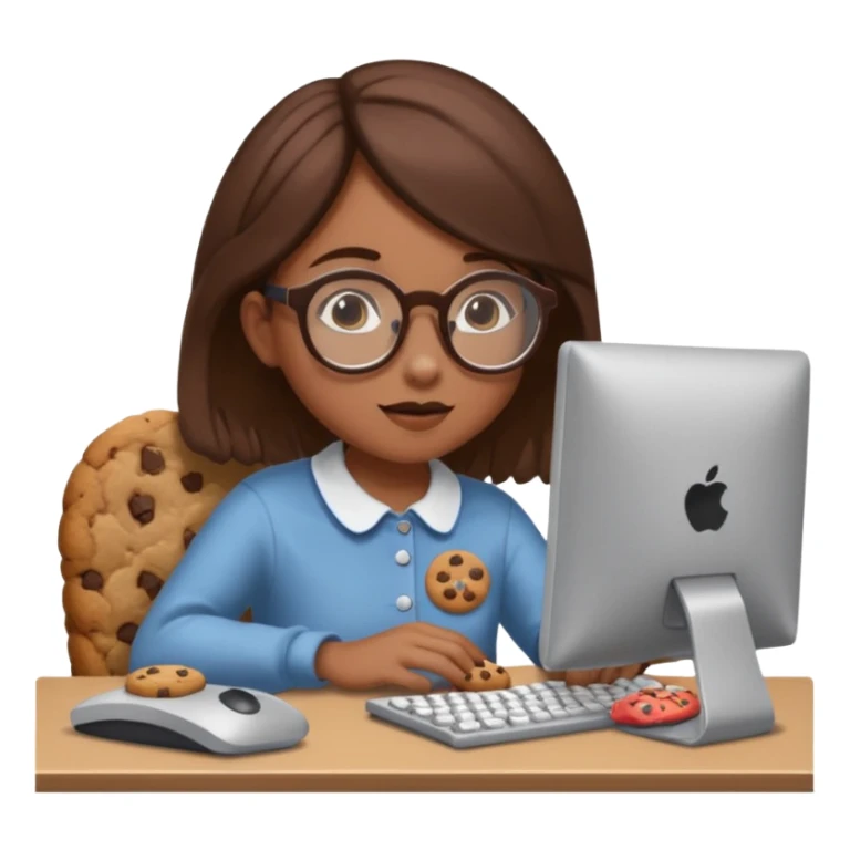 cookie clicker addict girl at computer mexican sticker