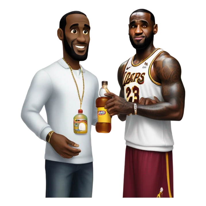 P Diddy holding baby oil with LeBron James  sticker