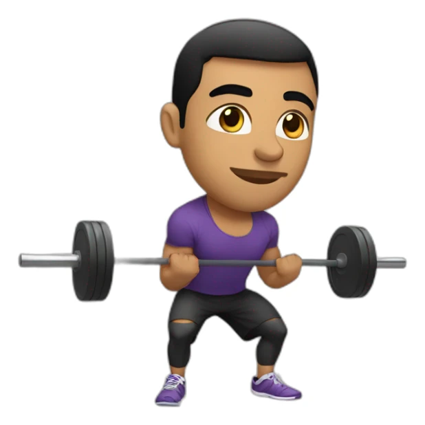 latin man, 30 years old, doing squat with a bar in the gym sticker