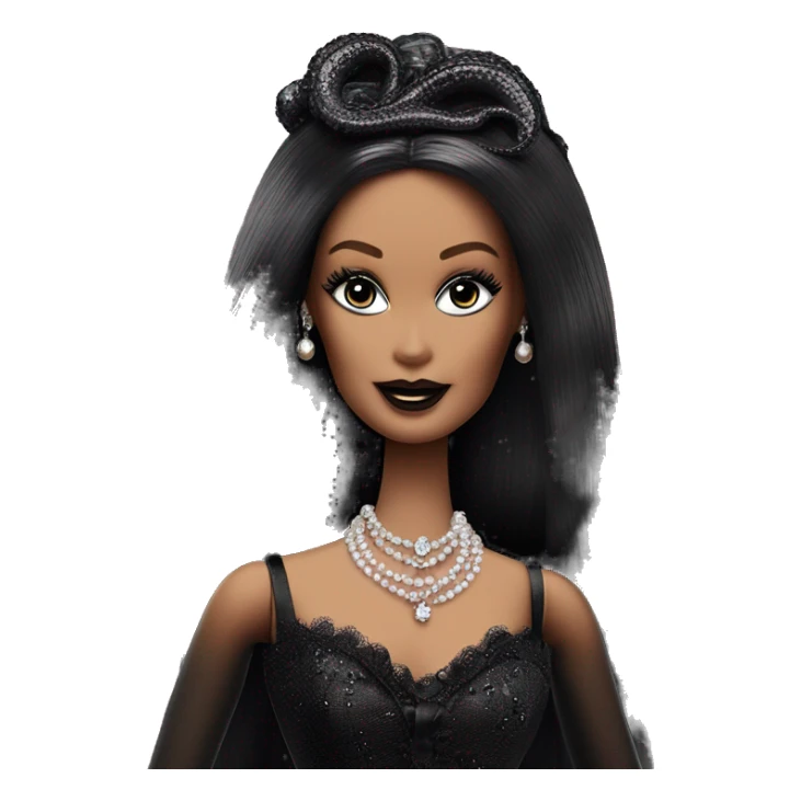 1915 Victorian Debut Barbie CC,Morticia Addams,modeling, sparkling black octopus   sticker