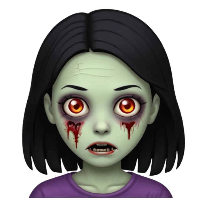 girl zombie with black hair and black background sticker