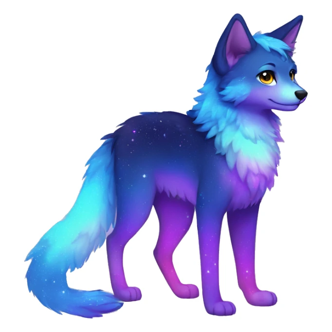Colorful gradient-Sparkle-nebula-fursona anthropomorphic furry full body sticker