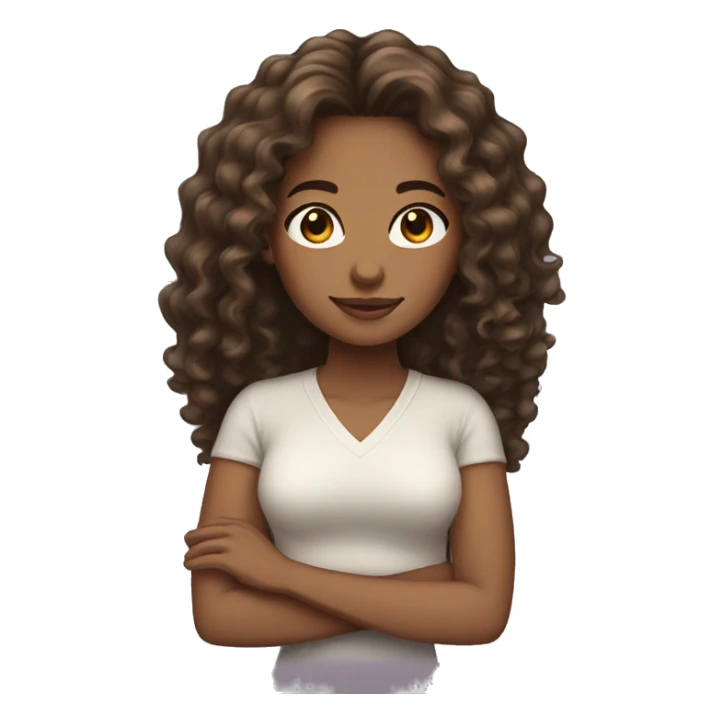 woman light brown skin long dark curly hair sticker