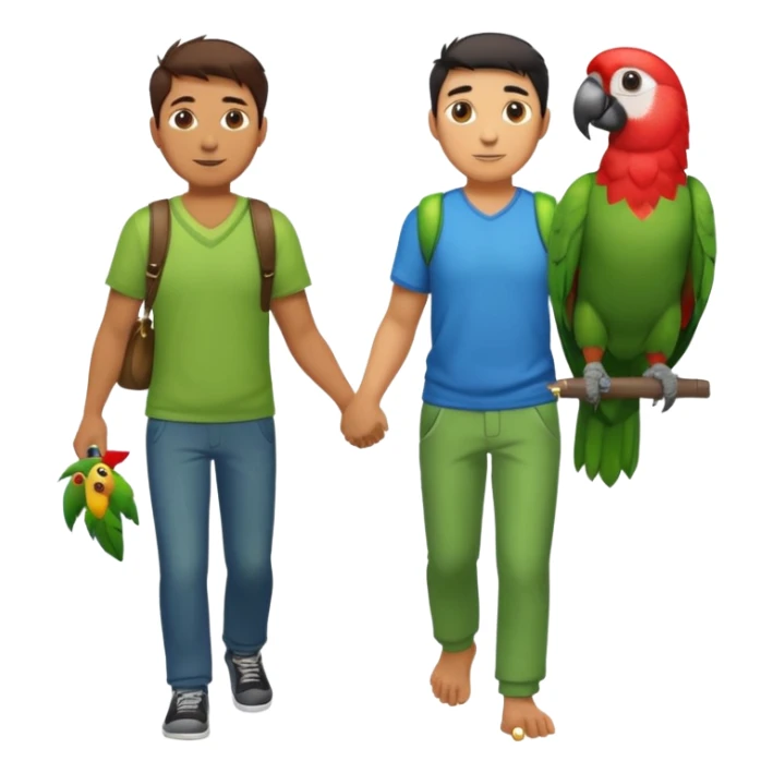 Walker + parrot on shoulder, Pet Walkers, Full body with walk pose sticker