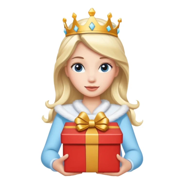 White Snow princess hold carton box gift sticker