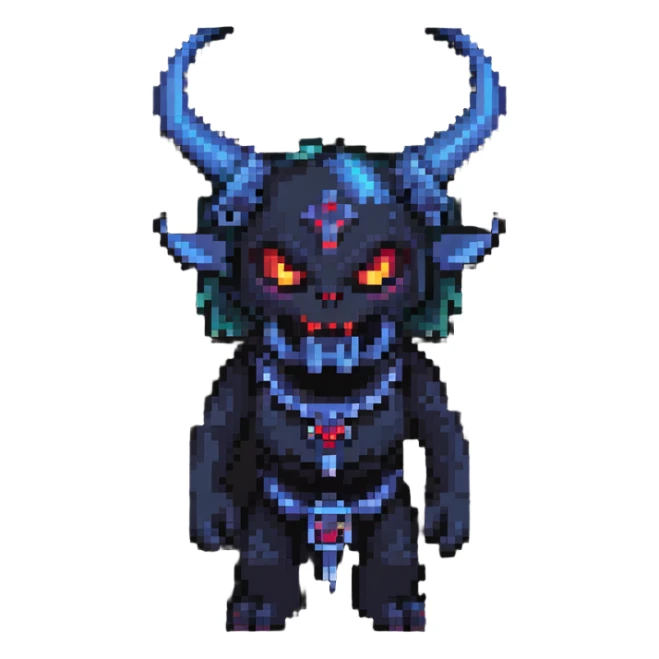 The Wandering Demon with horns and shadowy aura sticker