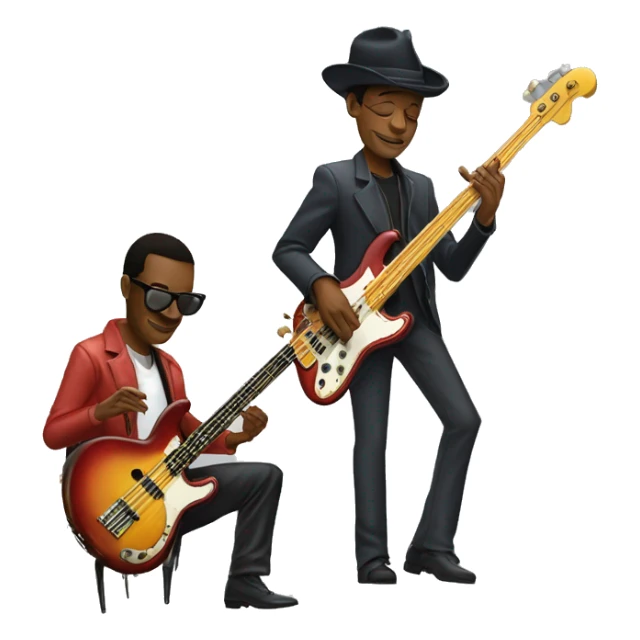 Marcus Miller playing bass guitar, Miles Davis playing trumpet  sticker