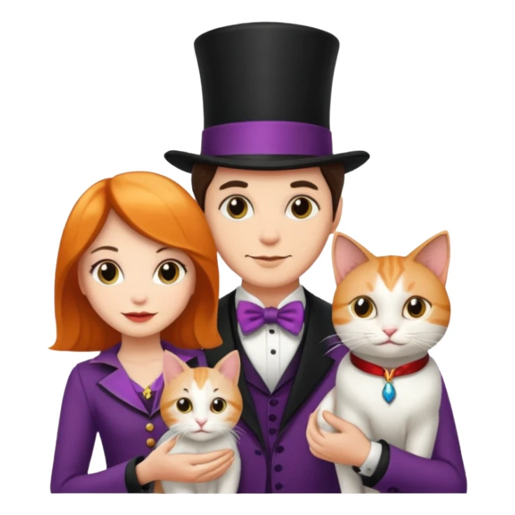 magician couple and their pet cat sticker