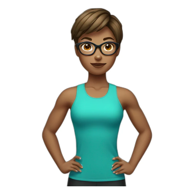 Sports Girl with short hair glasses and dumbbell sticker