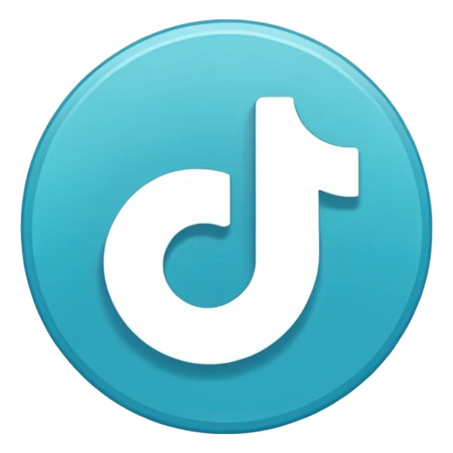 Modern emoji-style TikTok verified icon: cyan-blue circular badge, bold white checkmark, smooth gradient, soft glossy highlights, subtle shine, thick white border, minimalist flat + semi-3D style, smooth edges, high contrast, transparent PNG, high quality, sharp. sticker