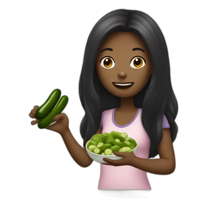 black long hair woman eating pickles sticker