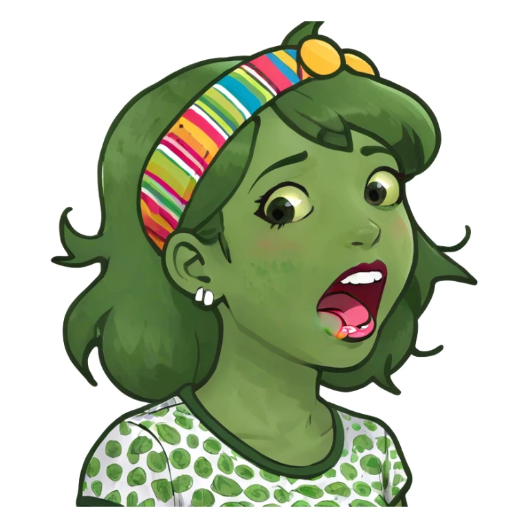 Girl shaking head with tongue out and mouth open sticker