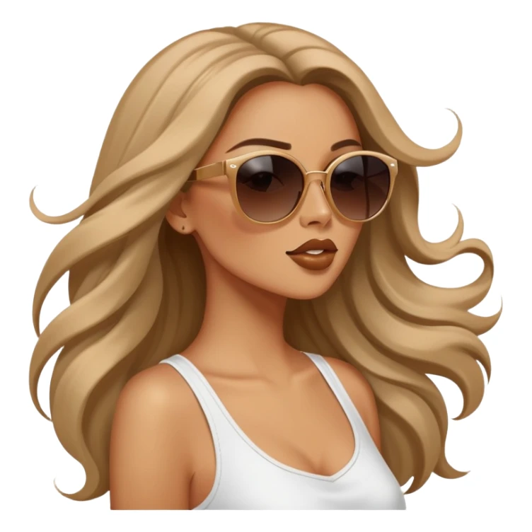 Long hair blowing in wind, sunglasses, fashion, diva sticker