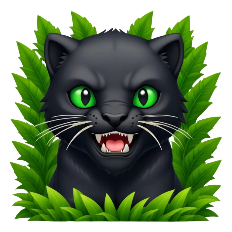 black pantera animal with a sharp tooth behind a bush sticker