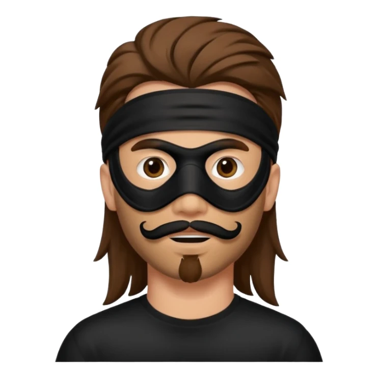 A guy with a brown mullet and a black mask over his mouth and nose sticker