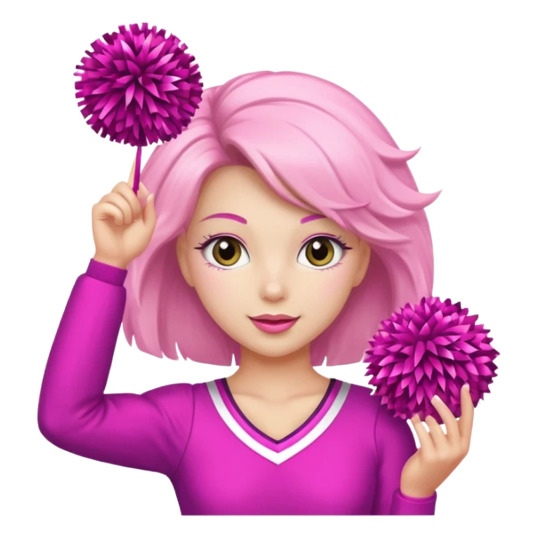 football cheerleader, holding a cheering, pink and twinkle sticker