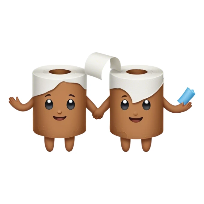 toilet paper standing and holding hands with poo sticker