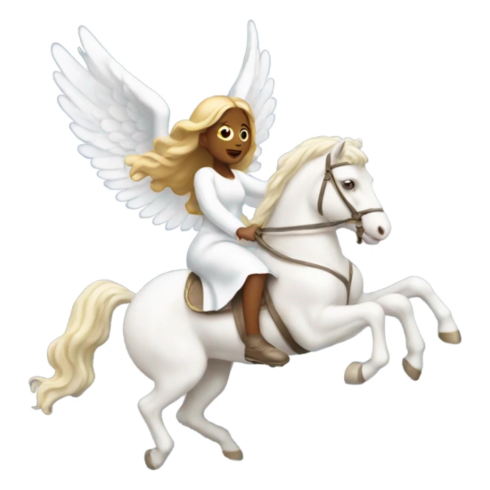 angelic woman riding on white worse  sticker