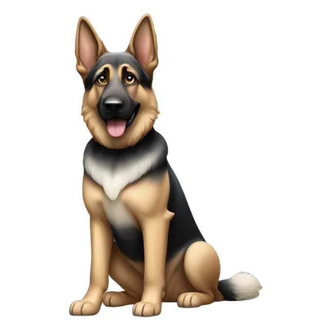 German shepherd dog more black white and grey, wearing American flag collar who weighs 90 pounds and is a good boy sticker