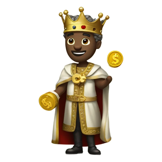 king with money in hand sticker