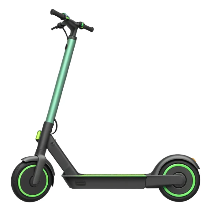 A green Ninebot Max kick-scooter emoji with a black base and black wheels sticker