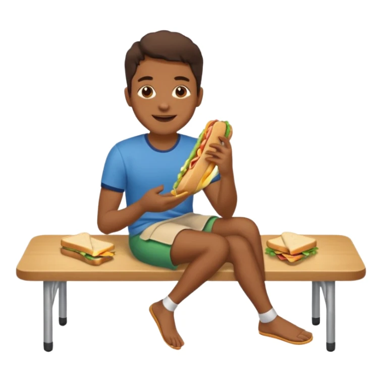 uma pessoa sentada em uma mesa. SENTADA em cima da mesa, como se a mesa fosse um banco. ai o banco vai ser alto e ela vai ta comendo num banco, sendo que ta sentado na mesa. tipo SENTADO na mesa mesmo, em cima da mesa sticker