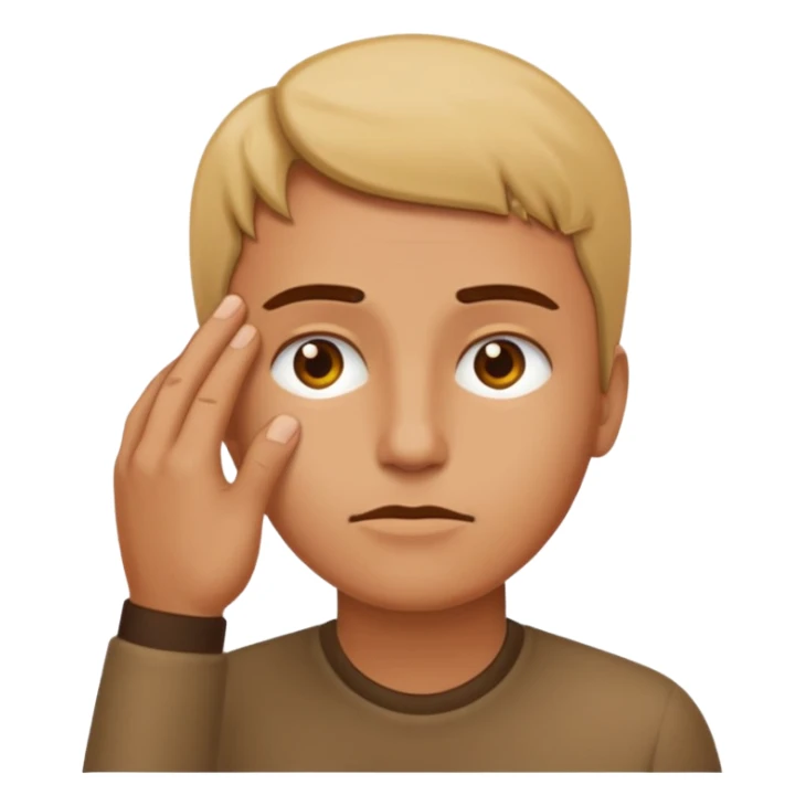 he touched emoji with a furrowed brow and a hand on the forehead sticker