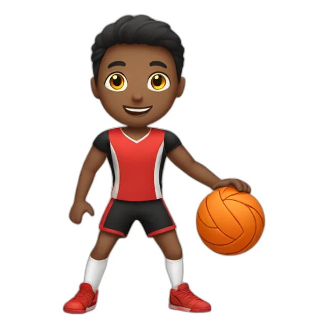 Boys playing volleyball in red and black sticker