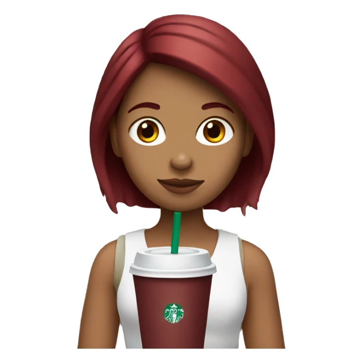 Burgundy haired girl, drinking Starbucks sticker