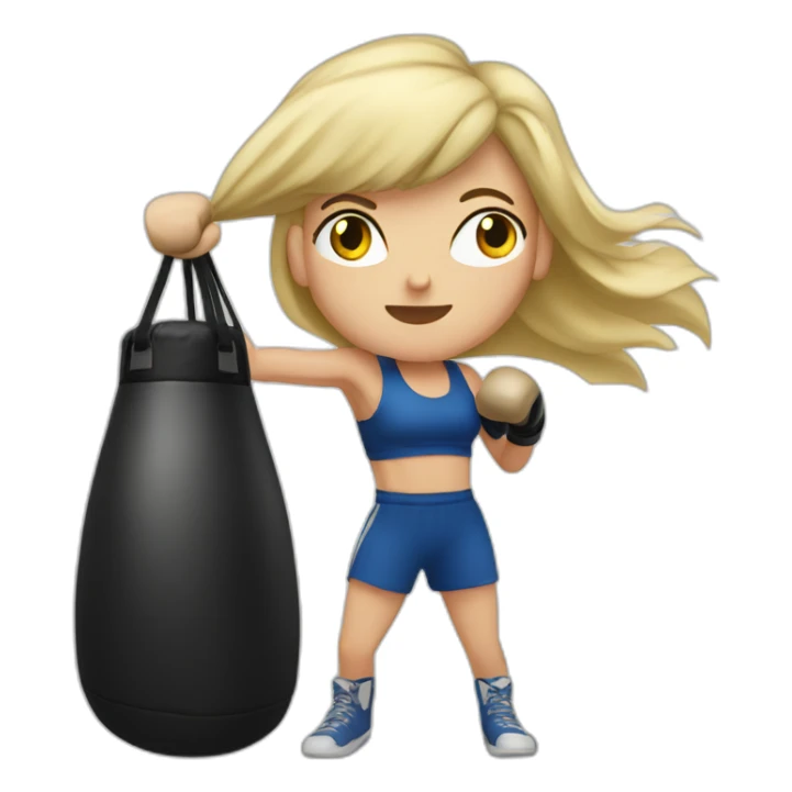 white blonde girl punching a boxing bag sticker