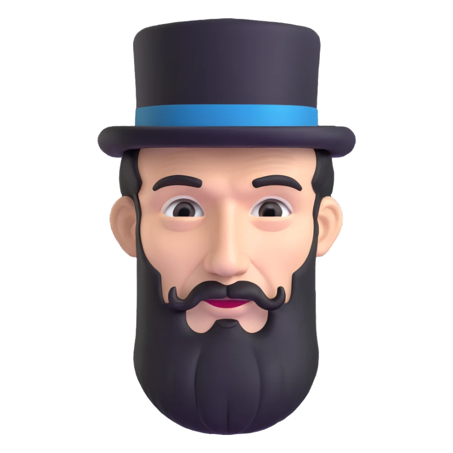 Abraham Lincoln head with iconic beard and top hat sticker