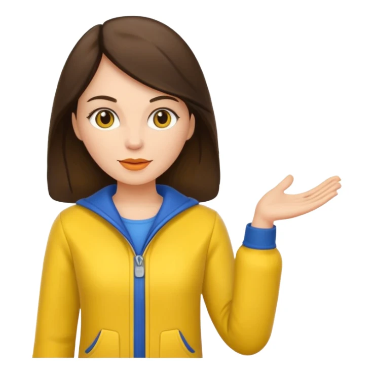 brunette woman with yellow dutch clothing sticker