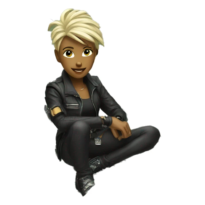 cyber punk in front of  pile of cash sticker