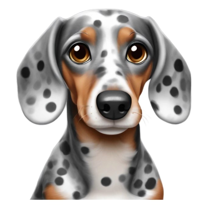 Dapple Dachshund brown eyebrows grey and white face with black spots sticker