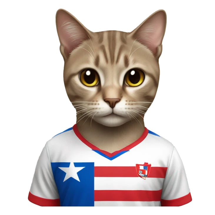 Cat wearing a puerto rican flag soccer shirt sticker